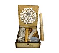 HOSTENATURA Kit de nettoyage énergétique et de protection dans une boîte en bois avec instructions et rituel - Naturel et écologique - Kit cadeau de nettoyage énergétique et de protection - Comprend