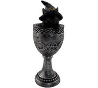 HOSTENATURA Verre chat noir Wicca avec chapeau violet 15,7 cm | Calice ésotérique décoratif en résine | Décoration mystique et Wicca