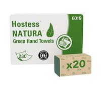 Hostess Natura, 6019, Essuie-Mains Pliés, 1 Épaisseur, Verts, 20 paquets de 230 feuilles