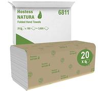 Hostess Natura, 6811, Essuie-Mains Pliés, 2 Épaisseurs, Blancs, 20 paquets de 180 feuilles