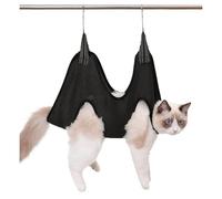 HOSTPATH Harnais de toilettage pour chats et petits chiens, sac de retenue pour le bain, la coupe des ongles, les oreilles, les griffes des yeux, des griffes, L (noir), taille L