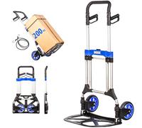 HOSTRÖM Diable Pliant Aluminium pour Charge Lourde, Diable Pliable Demenagement, Transport matériau, Grandes Roues, Charge Max. 200kg, Garantie 5 Ans