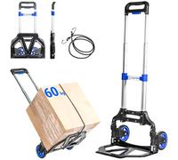 HOSTRÖM Diable Pliant en Aluminium, 2 Roues Diable Pliable Demenagement et Transport de matériau, Compact, léger, Charge Max. 60kg, Garantie 5 Ans