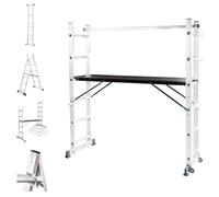 HOSTRÖM Echafaudage Roulant SCAFFOLDAX2X6, échafaudage Jardin et Pliant Multifonction 4 en 1, echelle 2 Plans, H Max Travail 4,46m, Garantie 5 Ans