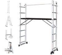 HOSTRÖM Echafaudage Roulant SCAFFOLDAX2X7, échafaudage Jardin et Pliant Multifonction 4 en 1, echelle 2 Plans, H Max Travail 4,74m, Garantie 5 Ans