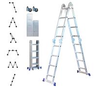 HOSTRÖM Echelle Pliante articulée STAVALANCE 4x4 marches, echafaudage Multifonction, ecarteur de Mur, escabeau, 2 plaques Plateforme de Travail