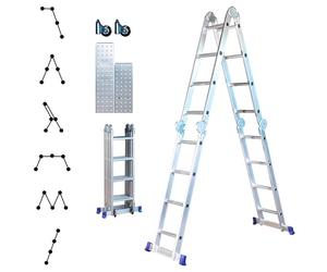 HOSTRÖM Echelle pliante articulée STAVALANCE 4x4 marches, echafaudage multifonction, escabeau, 2 plaques plateforme de travail, Garantie 5 ans