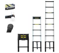 HOSTRÖM Echelle telescopique 2,6m TELESCOO9, Aluminium, Pliable, Extensible, Hauteur de Travail Max 3,5m, Standart EN131, Garantie 5 Ans