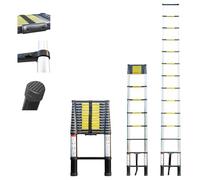 HOSTRÖM Echelle telescopique 4,1m TELESCOO14, Aluminium, Pliable, Extensible, Hauteur de Travail Max 5m, Standart EN131, Garantie 5 Ans