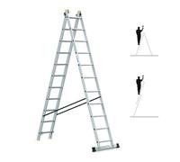 HOSTRÖM Echelle transformable 2 plans StablePro 2x11 marches aluminium extensible coulissante, 3 positions, hauteur travail max