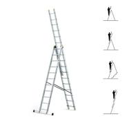 HOSTRÖM Echelle transformable 3 plans StablePro 3x11 marches aluminium extensible coulissante 6 positions hauteur travail max 6 31