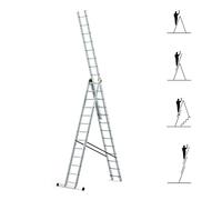 HOSTRÖM Echelle Transformable 3 Plans StablePro 3x13 marches Aluminium Extensible coulissante, 6 Positions, Hauteur Travail Max 8,61m, Garantie 5 Ans