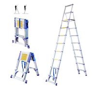 HOSTRÖM Escabeau 10 marches telescopique EXTENDACT10, Echelle telescopique 2.9m+2.6m, escabeau Pliable télescopique, H Max Travail 4,4m, Garantie 5ans