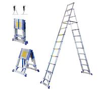 HOSTRÖM Escabeau 12 marches telescopique EXTENDACT12, Echelle telescopique 3.5m+3.2m, Pliable, Stabilisateur, H Max Travail 5m, Garantie 5 Ans