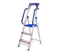 HOSTRÖM Escabeau 3 marches Secure Pro, Aluminium renforcé, sécurisé avec rampes, Tablette Porte-Outils, Hauteur Plateforme 66cm, Charge 150kg