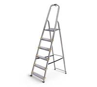 Escabeau 6 marches DURA Pliable, marchepied léger en Aluminium, Hauteur Plateforme 119cm, Pieds antidérapants, Charge 150kg, Garantie 5 Ans Hoström