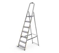 HOSTRÖM Escabeau 7 marches DURA Pliable, marchepied léger en Aluminium, Hauteur Plateforme 140cm, Pieds antidérapants, Charge 150kg, Garantie 5 Ans