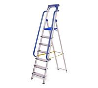 HOSTRÖM Escabeau 7 marches Secure pro, aluminium renforcé, sécurisé avec rampes, tablette porte-outils, hauteur plateforme 158cm,