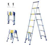 HOSTRÖM Escabeau 7 marches telescopique EXTENDACT6, Echelle telescopique 2m+1.7m, escabeau Pliable télescopique, H Max Travail 3,5m, Garantie 5 Ans