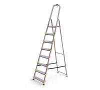 HOSTRÖM Escabeau 8 marches DURA Pliable, marchepied léger en Aluminium, Hauteur Plateforme 162cm, Pieds antidérapants, Charge 150kg, Garantie 5 Ans