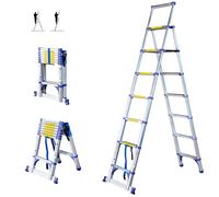 HOSTRÖM Escabeau 8 marches telescopique EXTENDACT8, Echelle telescopique 2,3 m+2m, escabeau Pliable télescopique, H Max Travail 3,8m, Garantie 5 Ans