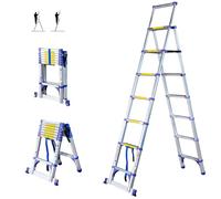 HOSTRÖM Escabeau 8 marches telescopique EXTENDACT8, Echelle telescopique 2,3 m+2m, escabeau Pliable télescopique, H Max Travail 3,8m, Garantie 5 Ans