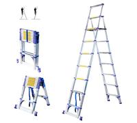 HOSTRÖM Escabeau 9 marches telescopique EXTENDACT9, Echelle telescopique 2,6m+2,3m, escabeau Pliable télescopique, H Max Travail 4,1m, Garantie 5 Ans