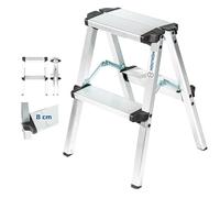 HOSTRÖM Escabeau Marche Pied 2 marches HOMILIX2, Petit escabeau Pliable, Aluminium, Design Compact et Robuste, H Max Travail 2,08m, 5 Ans Garantie