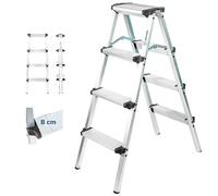 HOSTRÖM Escabeau Marche Pied 4 marches HOMILIX4, Petit escabeau Pliable, Aluminium, Design Compact et Robuste, H Max Travail 2,59m, 5 Ans Garantie
