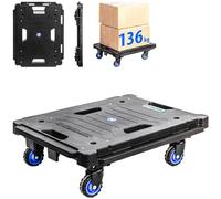 HOSTRÖM Plateau Roulant Pliant, Chariot à roulettes, Demenagement, Deplace Meuble, 4 Roues pivotantes 360°, Charge Max. 136kg, Garantie 5 Ans