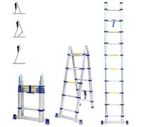 Echelle télescopique articulée 3,2m STEMPAKT, escabeau 2x5 marches pliable professionnel multifonction, H max travail 4,1m, Garantie 5 ans, Hoström