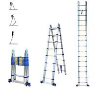 Echelle télescopique articulée 5m STEMPAKT, escabeau 2x8 marches Pliable Professionnel Multifonction, Hauteur Travail Max 5,9m, Garantie 5 Ans Hoström