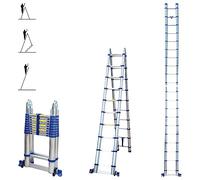 HOSTROM Echelle télescopique articulée 6,2m STEMPAKT, escabeau 2x10 marches pliable professionnel multifonction, H max travail 7,1m, garantie 5 ans