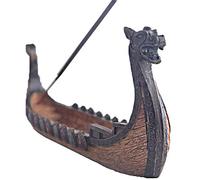 Hosuho Brûleur d'encens en résine, 24 x 12 x 5 cm, bateau viking en résine, porte-encens multicolore rétro, décoration pour la maison
