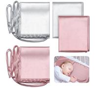 Hosuly Lot de 2 draps de berceau en satin doux au toucher soyeux pour berceau rectangulaire matelas garçons filles nouveau-né (rose, gris)