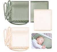 Hosuly Lot de 2 draps de berceau en satin doux au toucher soyeux pour berceau rectangulaire matelas garçons filles nouveau-né (vert et blanc)