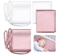 Hosuly Lot de 2 draps de berceau en satin doux au toucher soyeux pour berceau rectangulaire matelas garçons filles nouveau-né (rose, blanc)