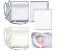 Hosuly Lot de 2 draps de lit en satin doux au toucher soyeux pour berceau rectangulaire, matelas, garçons et filles nouveau-nés (gris et blanc)