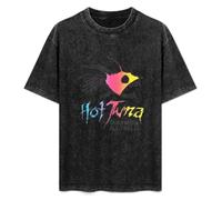 Hot 2017 Tuna Summer Casual Tee Short Sleeve Crew Neck Cotton Tops Unisex Washed Vintage T-Shirt Black M