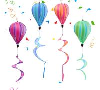 Hot Air Ballon Decor, Hot Air Ballons Wind Spinners, 4X Hot Air Ballons Windmill | Windsock Ornament Outdoor Decoration For Indoor Fences Patio Tree Garden Holiday Wedding Gathering Birthday Camping