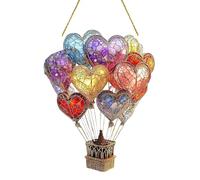 Hot Air Balloon Lantern - Stained Acrylic Hanging Pendant, Colorful 2D Design Reflects Light Beautifully for a Vibrant Display, Weather-Resistant Ornament for All Seasons | Window, Door, Tree, Lawn