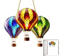 Hot Air Balloon Ornament | Hot Air Balloon Solar Lantern | Rainbow Stain Cool Fiesta