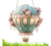 Hot Air Balloon Ornament with Flames, Flickering Flame Charm - 2D Acrylic Decoration Pendant Models for Window Courtyard Gathering Friends Patio Camping Farmhouse Porch Pathway, 7.87x7.87 inches