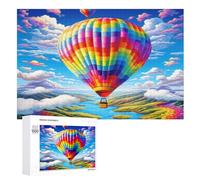 Hot Air Balloon Puzzles en Bois 1000 Pièces Adultes, Poster Jigsaw Puzzle, Design Unique Jouet ÉduChatif pour Adolescents Et Enfants （75×50cm）