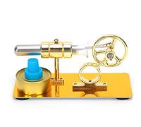 Hot Air Engine Model Mini Motor Power Generator Single Flywheel Scientific Education Toy For Physics Learning Zinc Alloy Glass 8x6.9x15.9cm