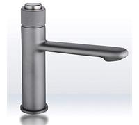 Hot and Cold Mixer Basin Brass Faucet with Aerator Ceramic Valves, Hostel Sink Tap for Hotel Toilet Kitchen Restroom Restaurant, Water Saving,Gray
