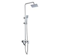 Hot and Cold Water Shower Set Silver Shower Faucet Bathroom Rain Shower Suite Nozzle Lift Pressure