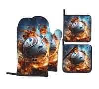 Hot Baseball Kit de cuisson durable Gants de four et maniques avec design imperméable et protection thermique