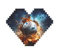Hot Baseball Print Building Brick Block Puzzle - Puzzle en forme de cœur en bois