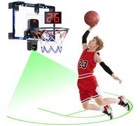 Hot Bee Cerceau de basket-ball d'intérieur avec terrain projeté, mini panier de basket-ball et balle pour chambre d'enfant, cadeau de basket-ball pour adolescents garçons de 8, 9, 10, 11, 12 ans